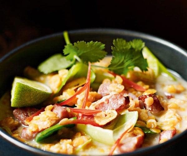 Spicy lentil and bacon soup
