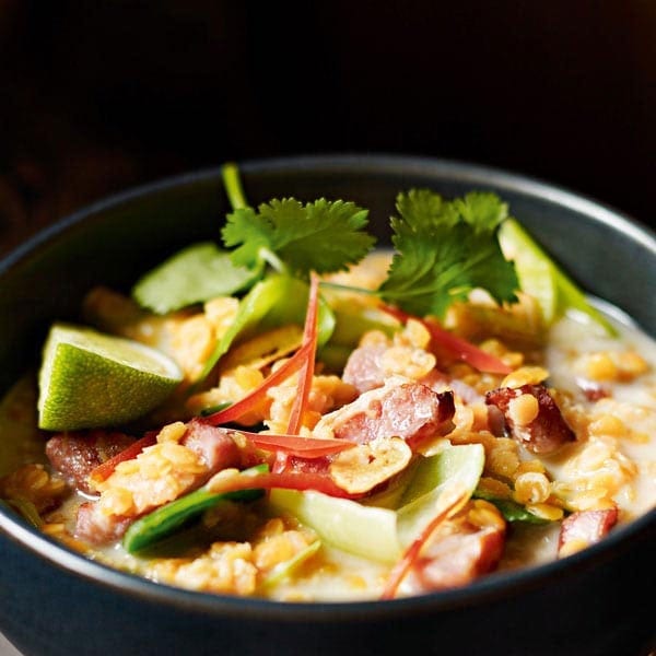 Spicy lentil and bacon soup