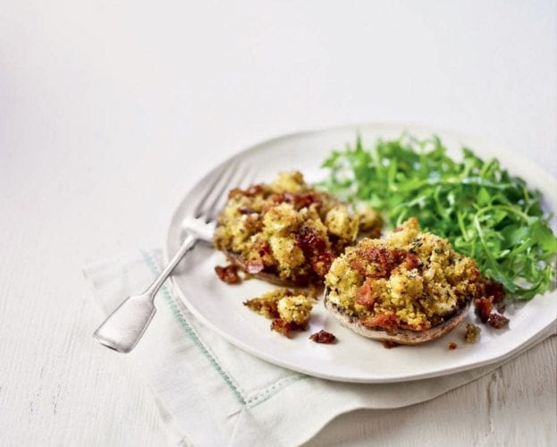 Pancetta, couscous and feta-stuffed portobello mushrooms