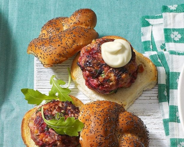 Turkey and apricot burgers with sweet potato wedges