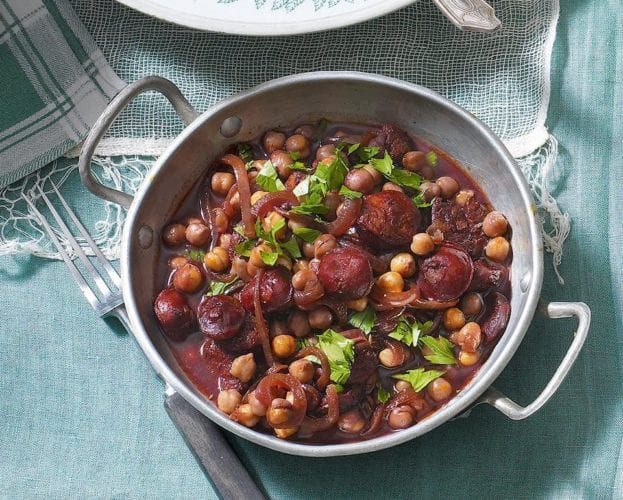 Spanish-style chickpea, chorizo and parsley sauté