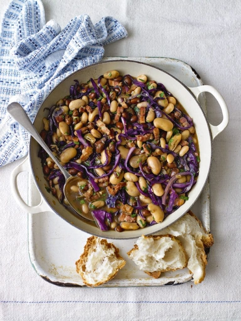 Mixed bean and bacon stew