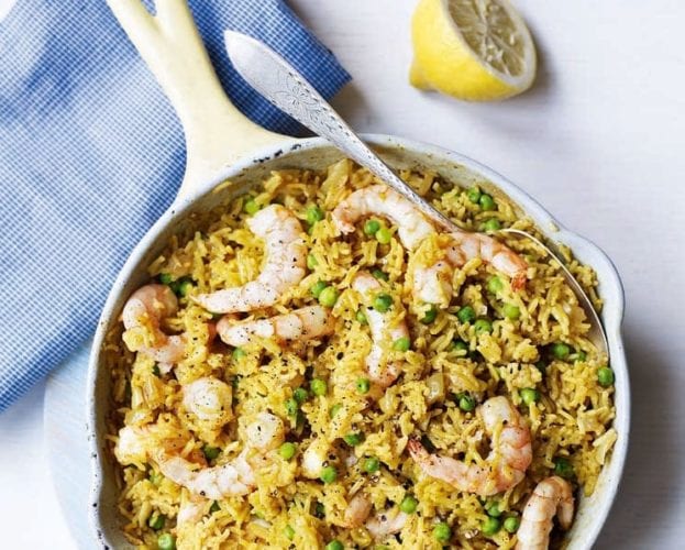 Spiced prawns with new potatoes