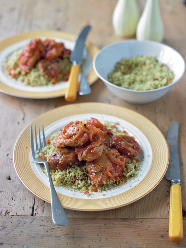 Chicken tagine with figs and fruity couscous