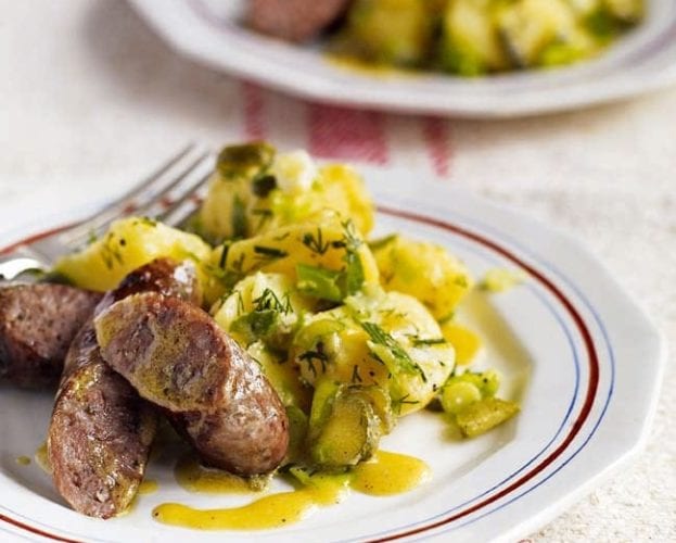 Crunchy cumberland sausage cassoulet with mixed beans
