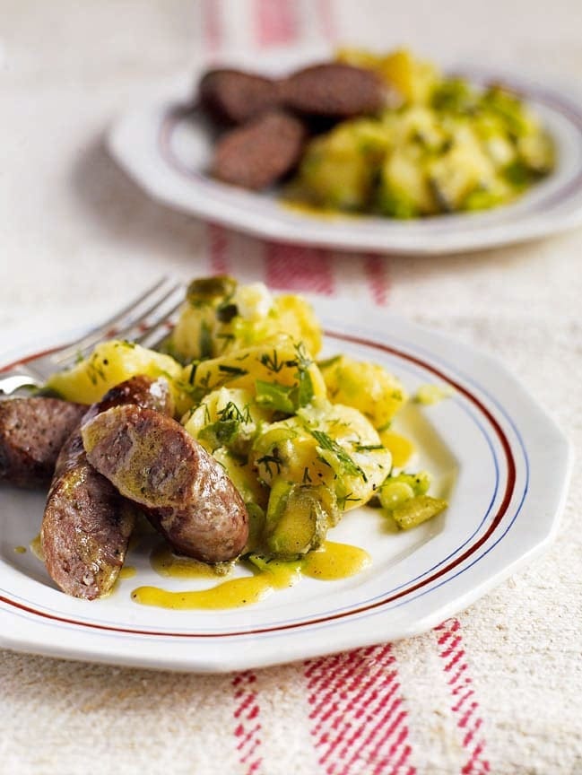 Cumberland sausage with hot potato salad