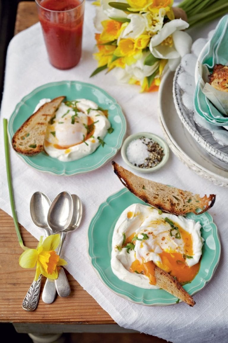 Turkish-style poached eggs with yogurt and chilli butter