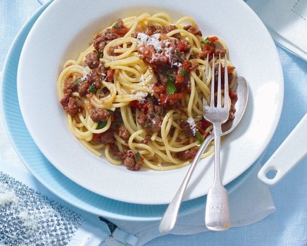 Spaghetti bolognese on a plate