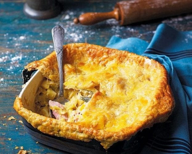 Ham, leek and potato pie