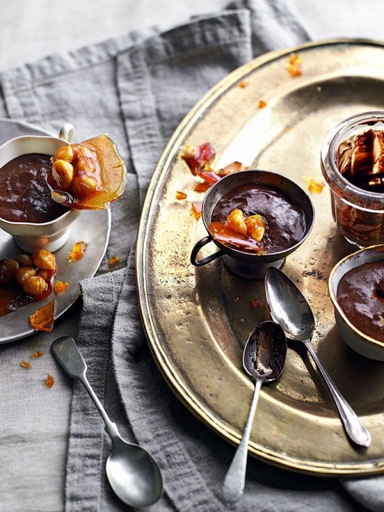 Rich chocolate mousse with macadamia brittle