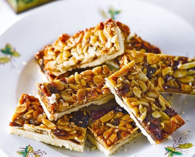 Sticky almond and date shortbread