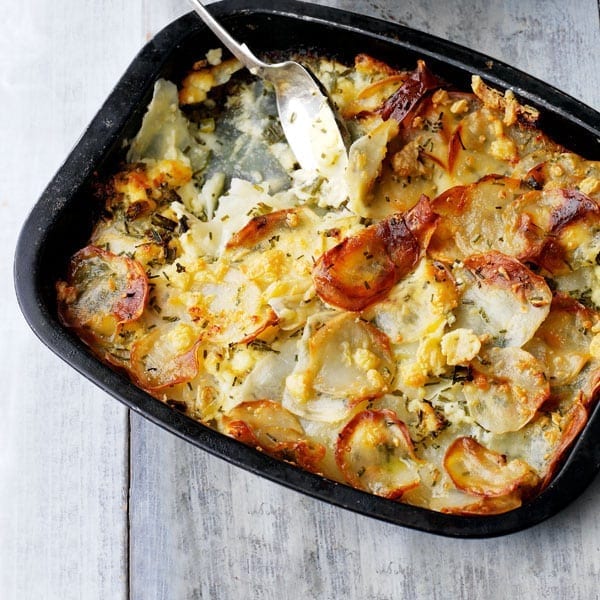 Potato, cheese and onion gratin