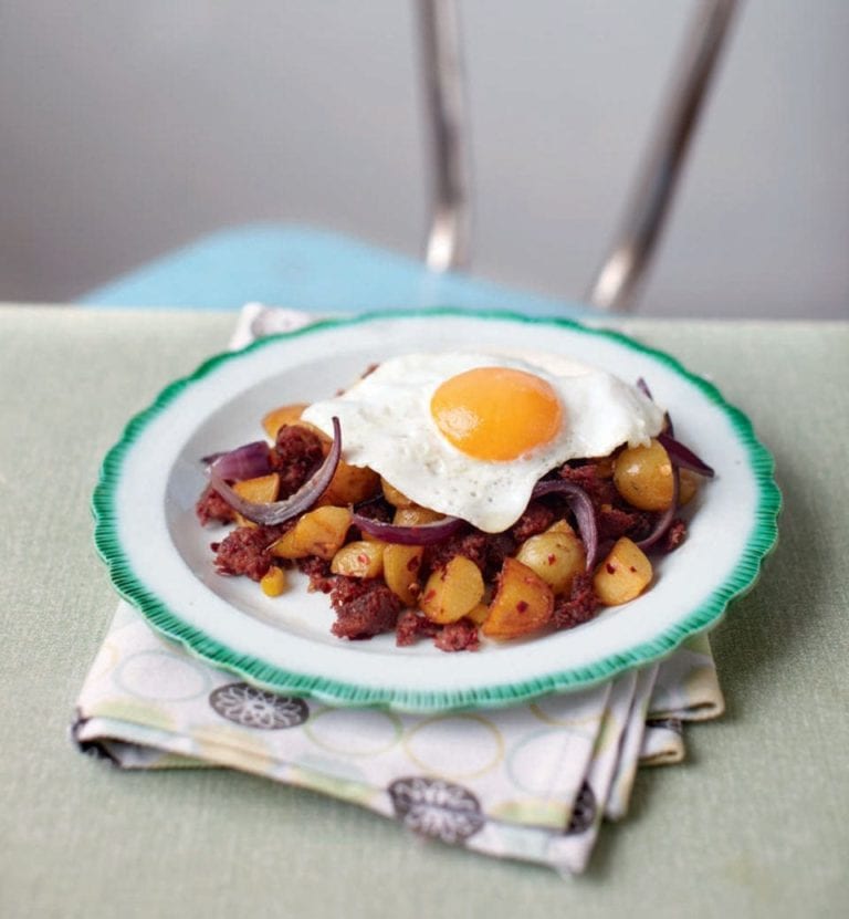 Corned beef and sweetcorn hash