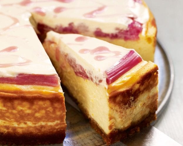 Rhubarb and orange baked cheesecake