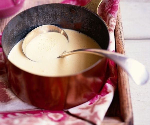 Custard in a copper pan