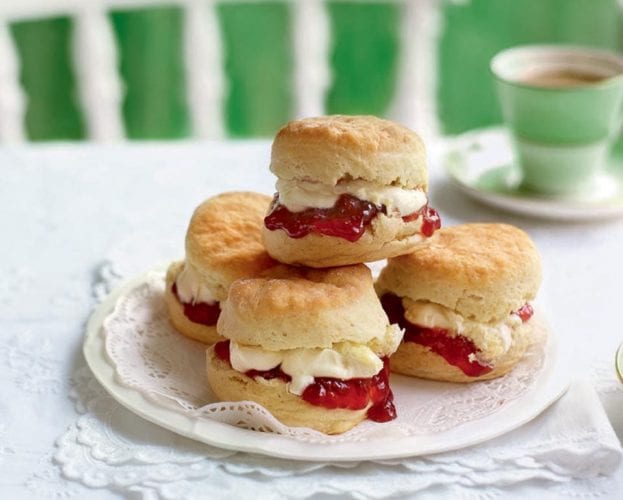Scones made with the best scone recipe piled up on a plate