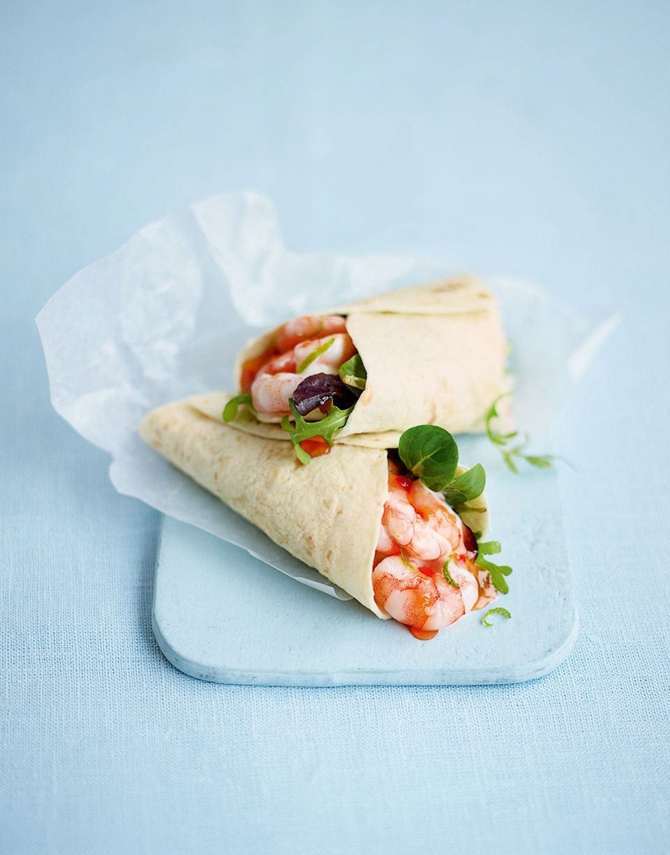 Prawn and lime mayo wrap recipe | delicious. magazine