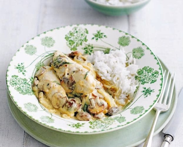 Chicken, mushroom and tarragon fricassée