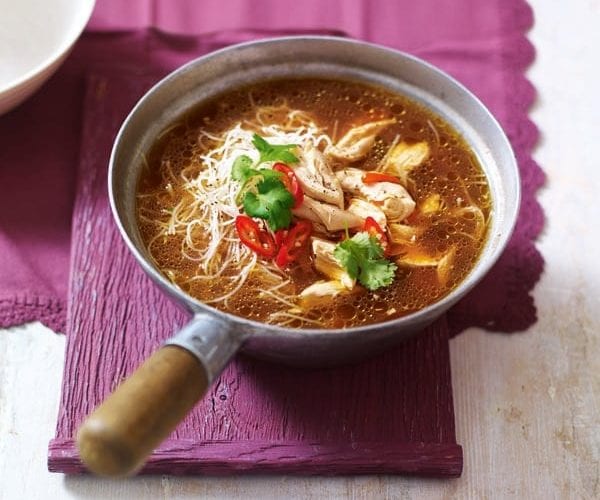 Prawn, vegetable and quinoa broth