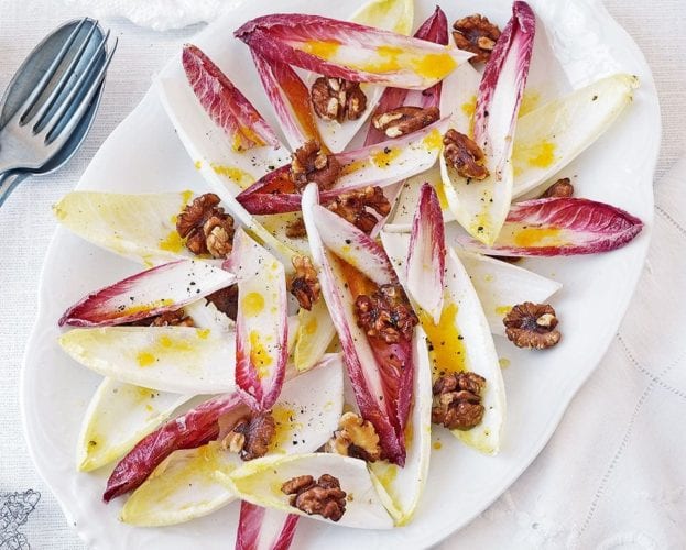 Grilled chicory with pomegranate molasses