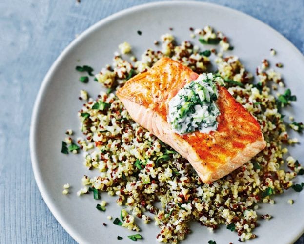 Salmon and quinoa tzatziki salad