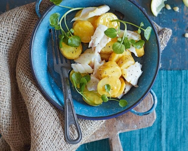 Curried jersey royals with smoked haddock