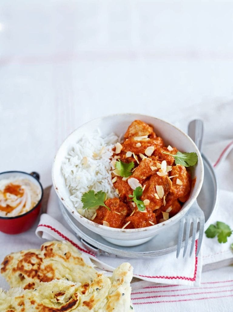 Pork madras with peshwari naan and mango yogurt