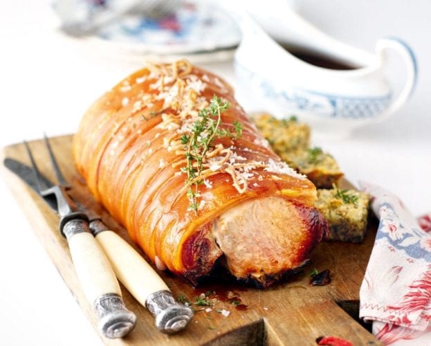 Marmalade porchetta with salsa verde