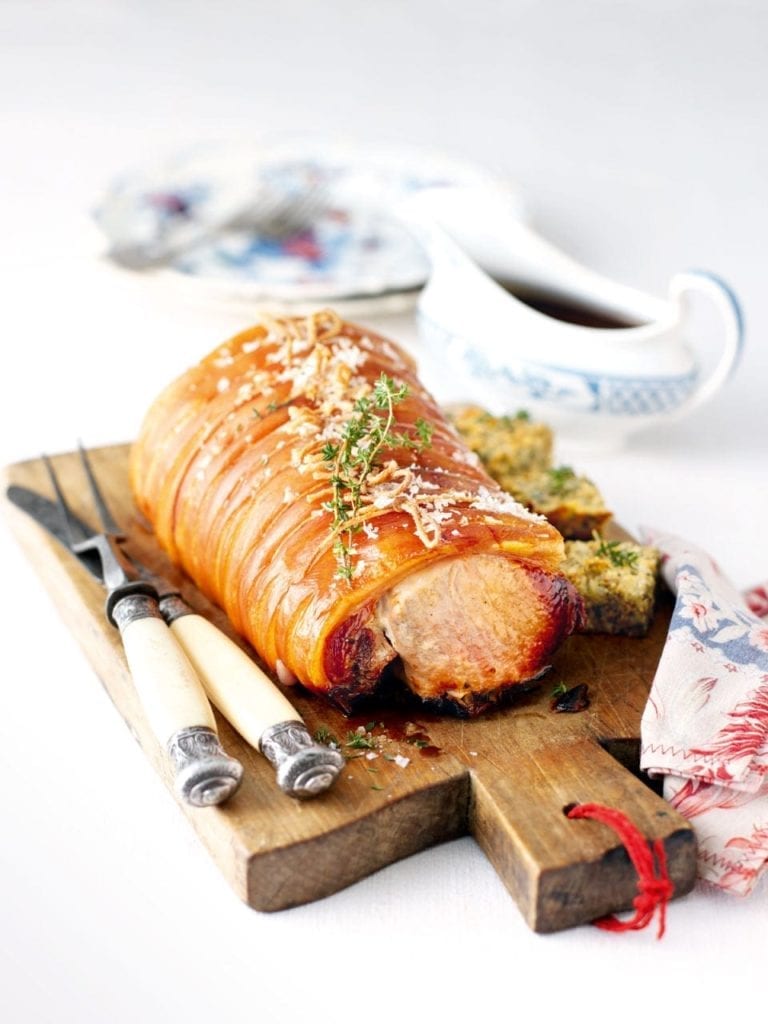 Herb stuffed roast pork