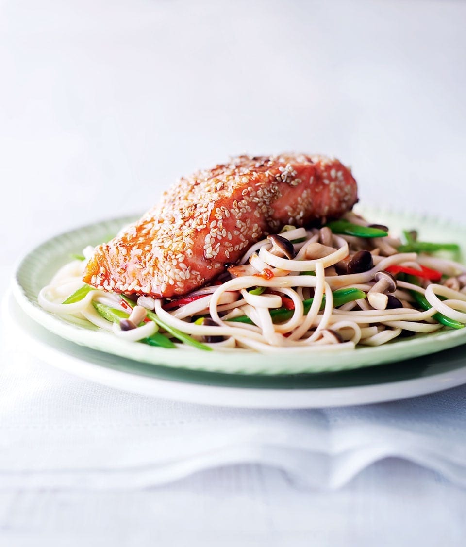 Sesame salmon noodles recipe | delicious. magazine
