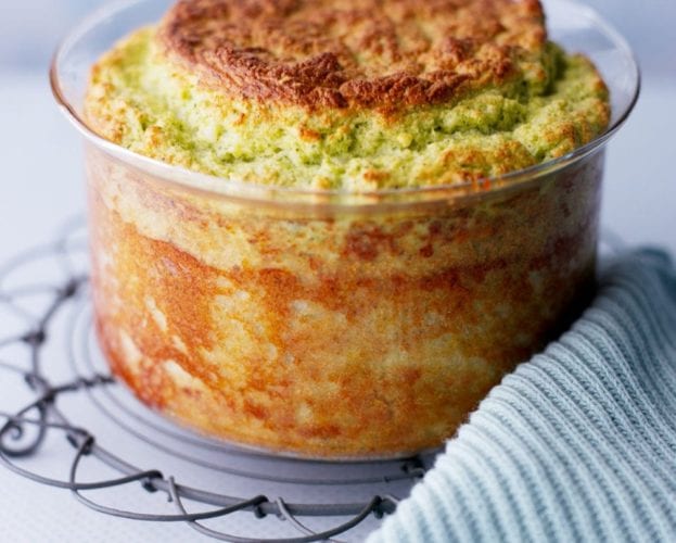 Broccoli and blue cheese soufflé
