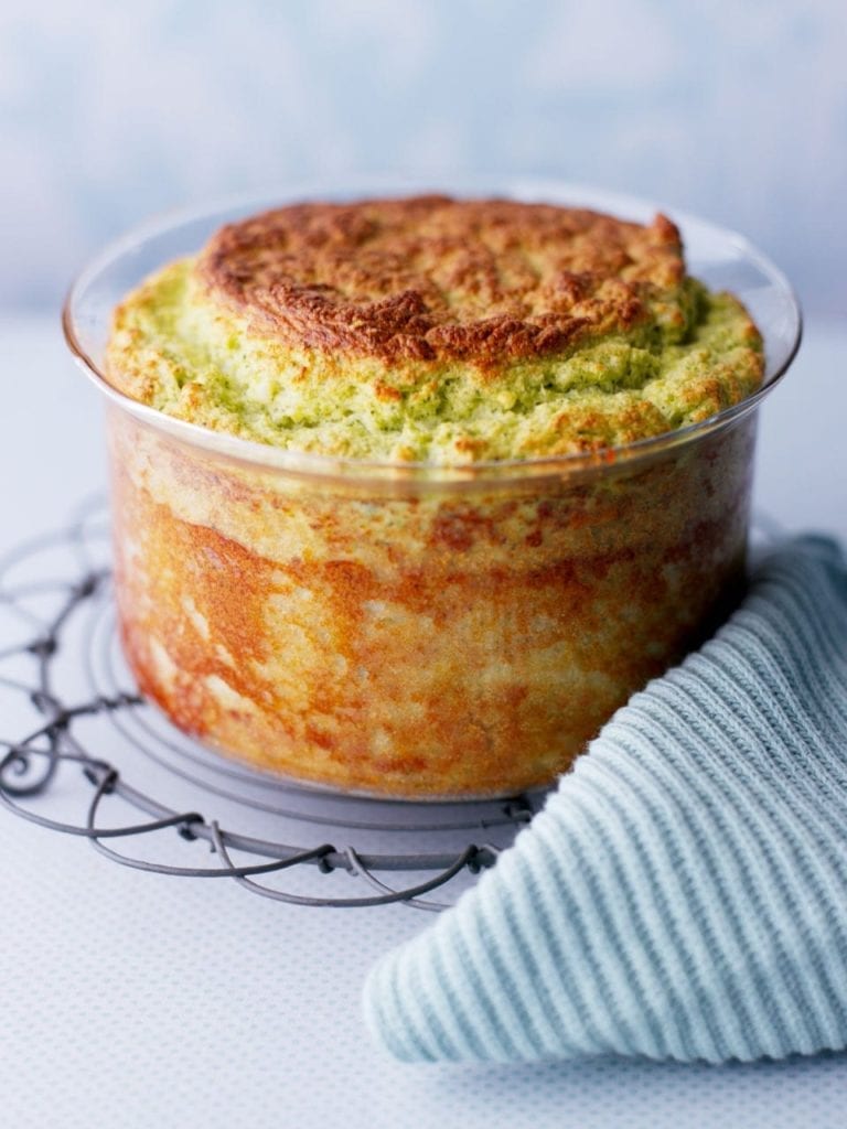 Broccoli and blue cheese soufflé