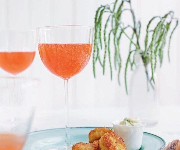 Aperol spritz cocktail recipe with rhubarb