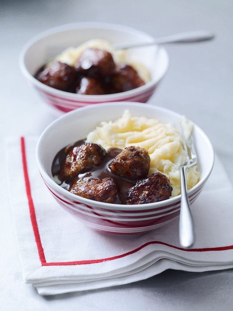 Frikadeller (Scandinavian meatballs) with rich gravy