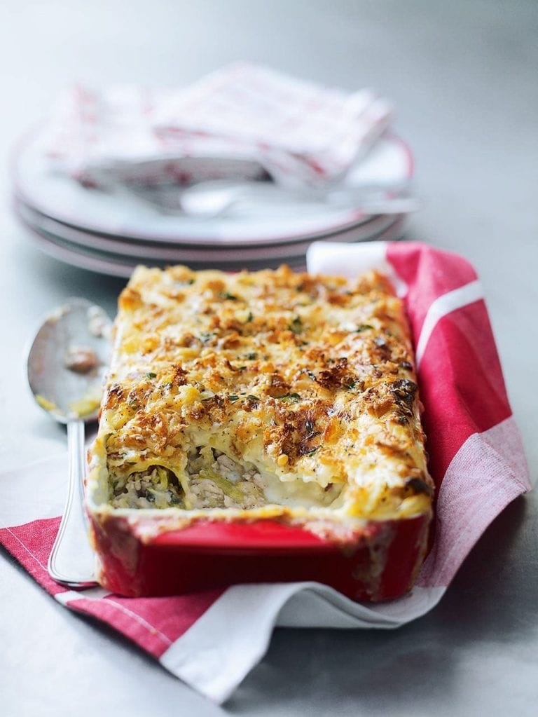 Bacon, turkey and leek cannelloni