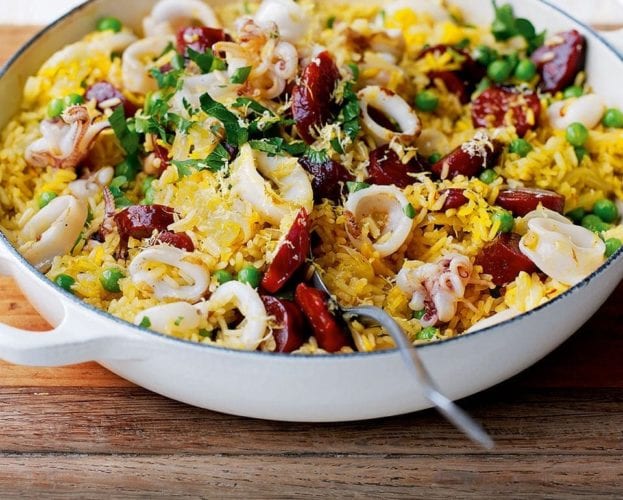 Prawns with chorizo