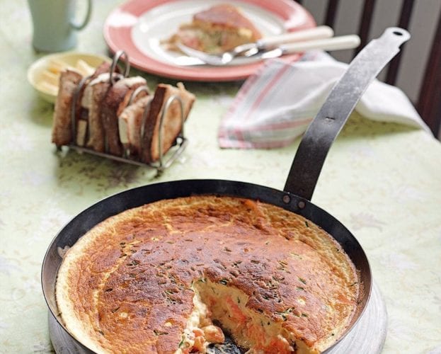 Roast chicken and asparagus soufflé omelette
