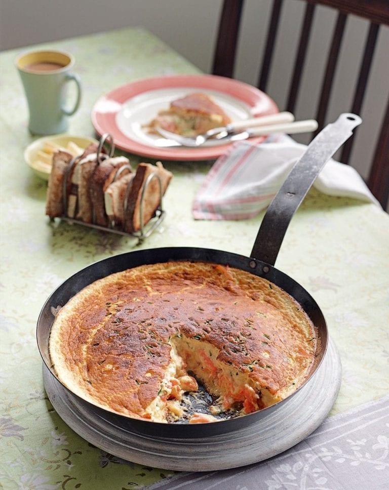 Smoked salmon soufflé omelette