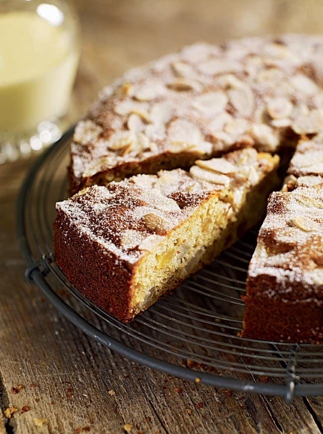 Pear and stem ginger muffin cake