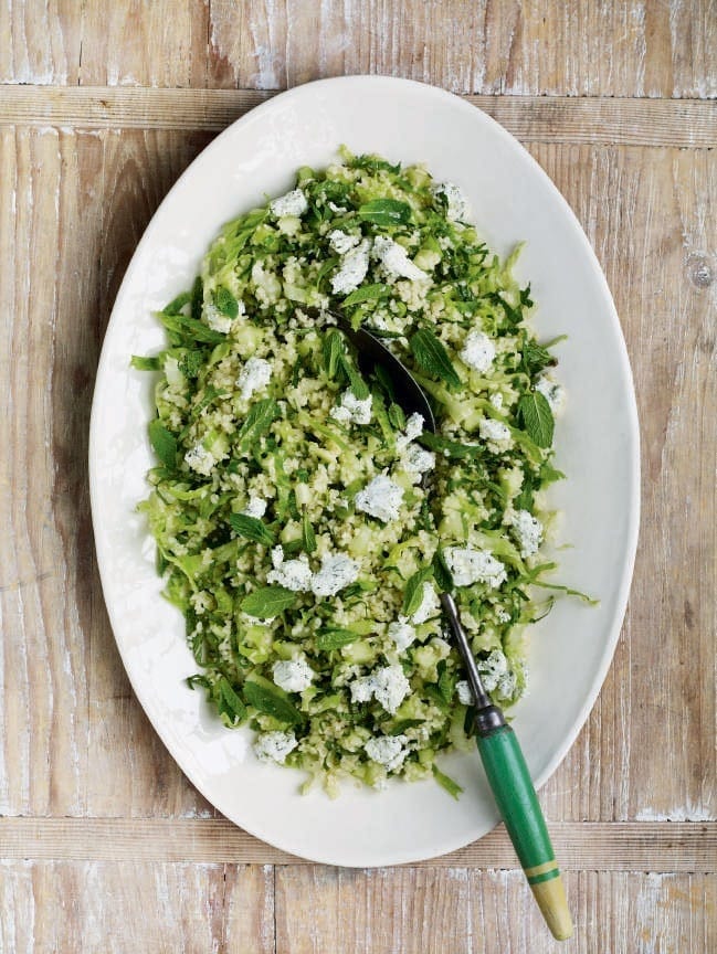 Cucumber and mint tabbouleh with minted labneh