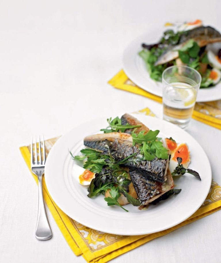 Seared mackerel and horseradish ciabattas