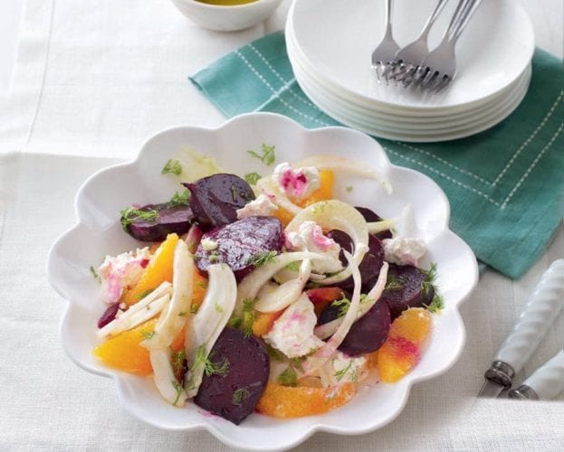 Beetroot with orange, ricotta and fennel