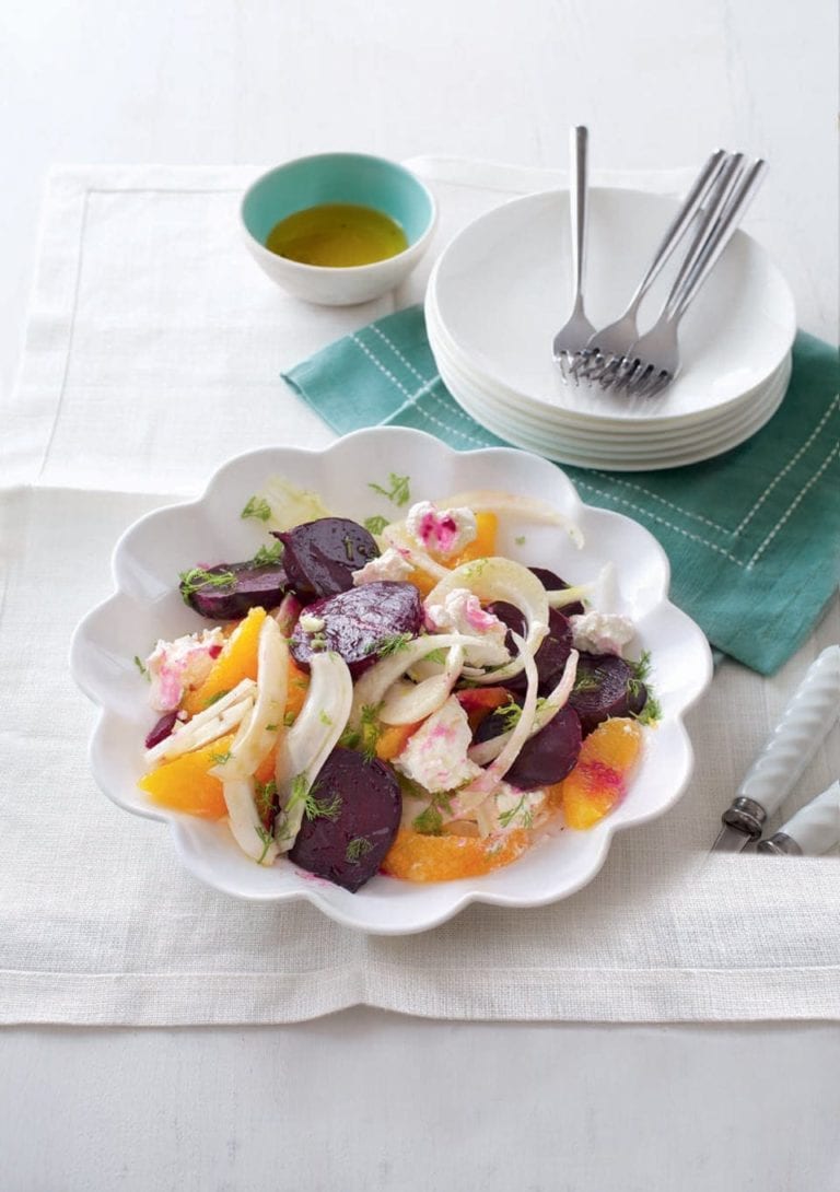 Beetroot with orange, ricotta and fennel