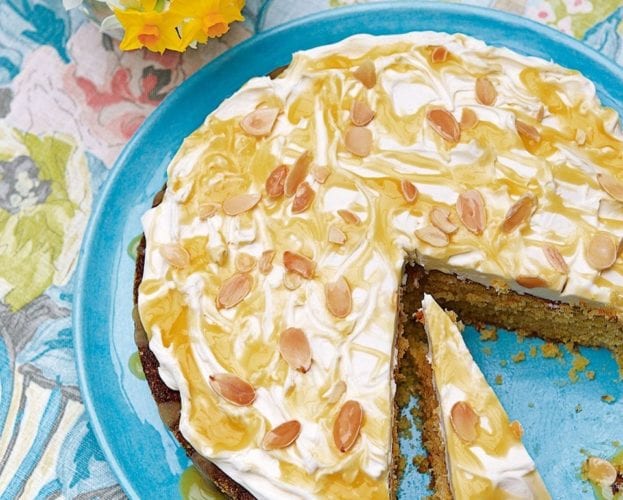 Lemon polenta cake with mascarpone and lemon curd