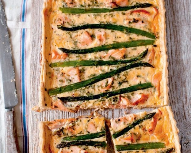Salmon and asparagus quiche