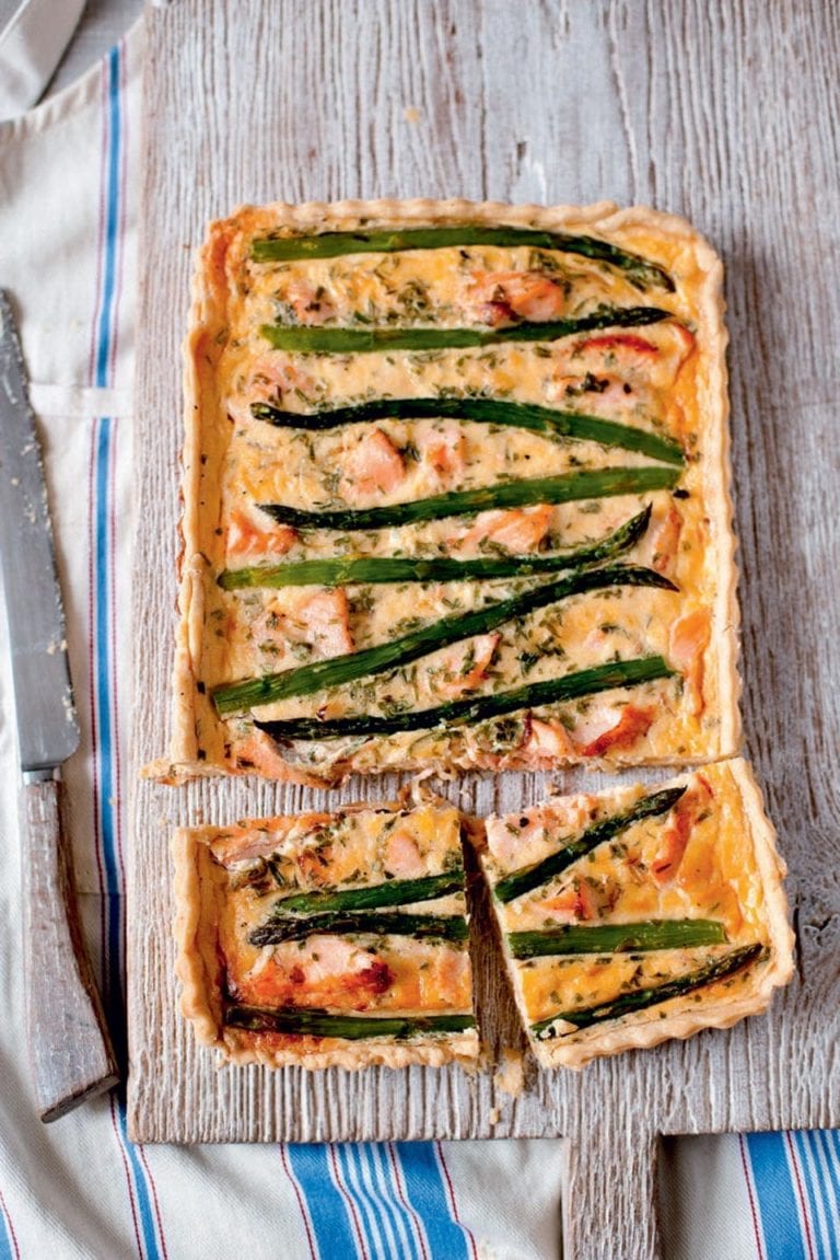 Salmon and asparagus quiche