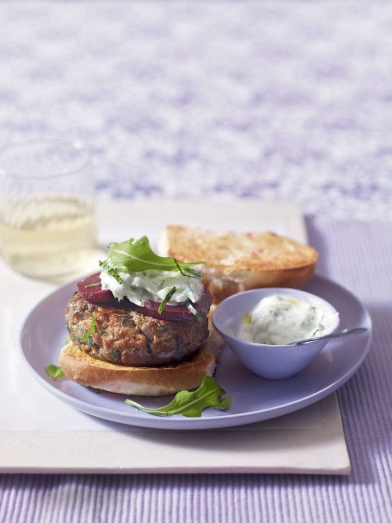 Minty Moroccan lamb burgers