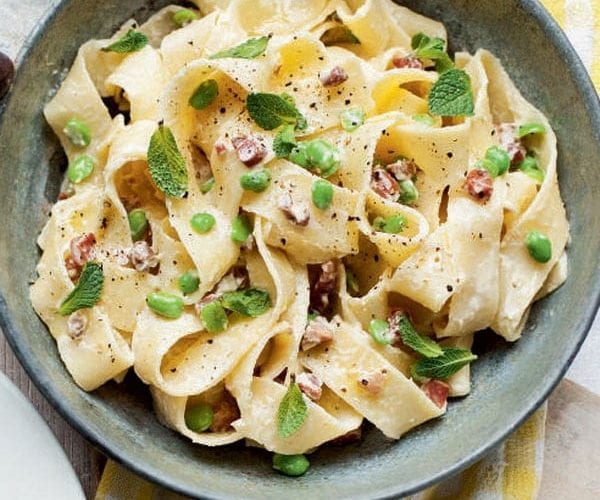 Pappardelle pasta with broad beans