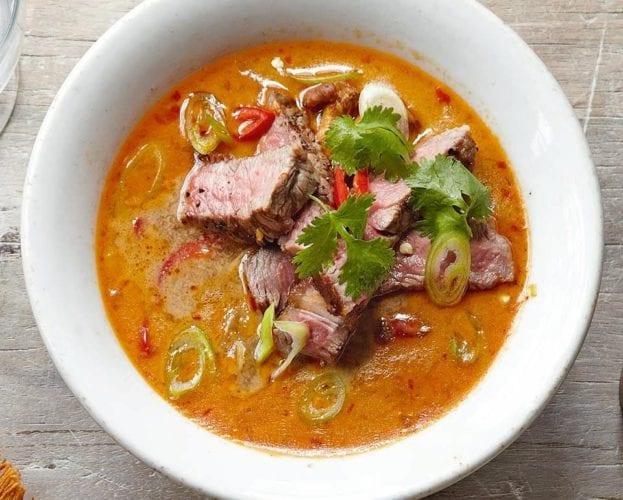 Thai beef soup with mushrooms