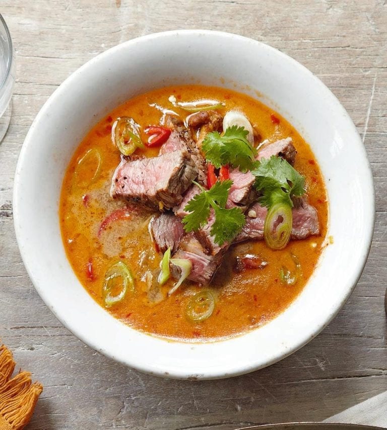 Thai beef soup with mushrooms recipe | delicious. magazine